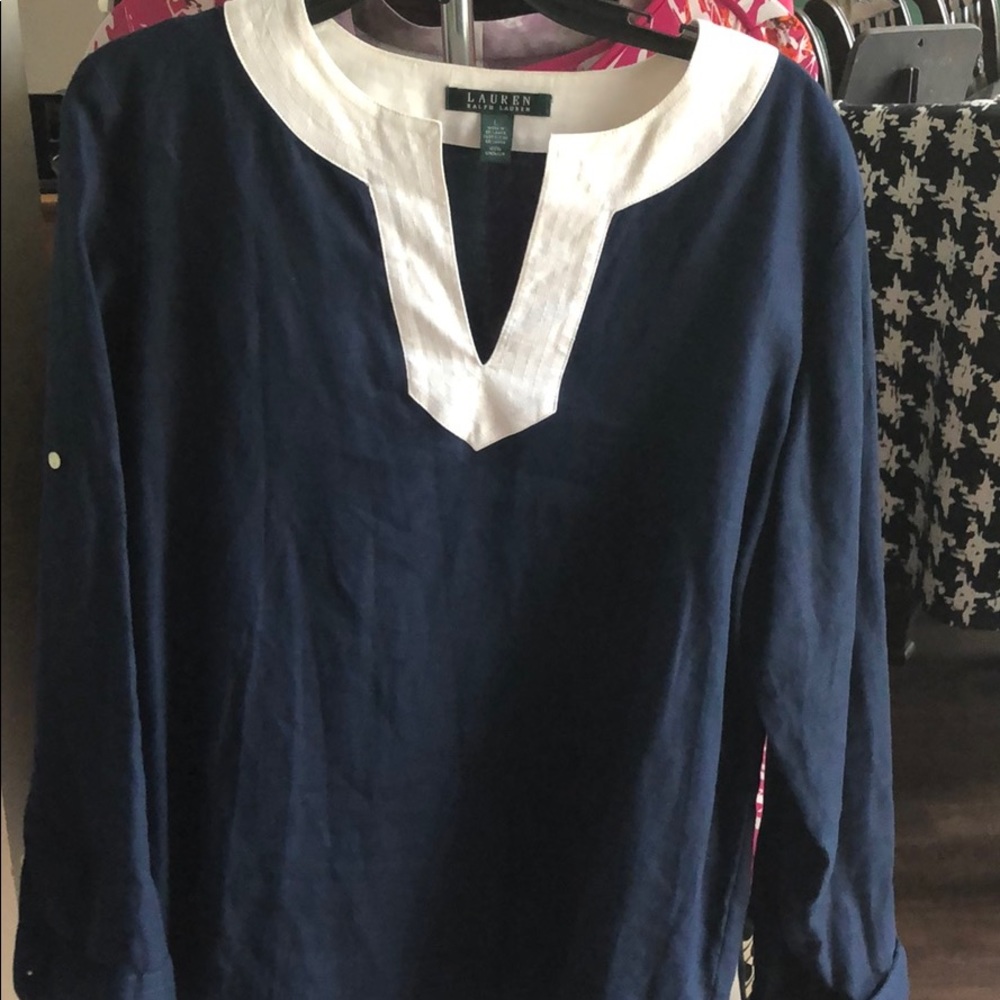 linen blend long sleeve shirt
